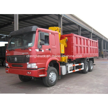 Caminhão basculante Sinotruk HOWO 6X4 com Grua XCMG 10t